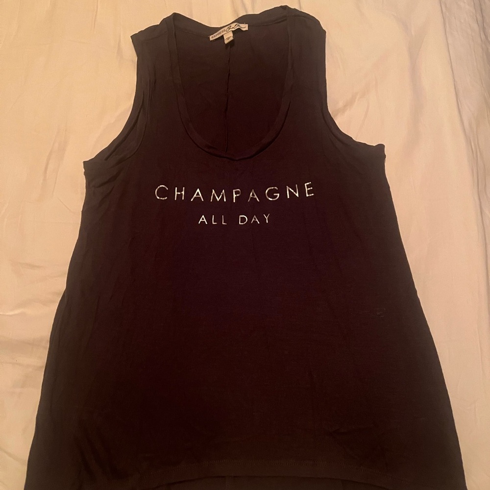 Champagne All Day Black Tank Top